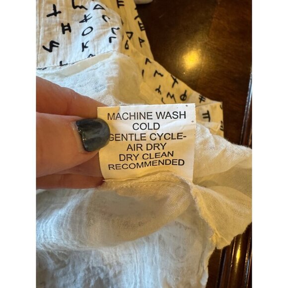 Modaposa‎ Dress Women Medium White Black Alphabet Cotton Alegra Mini Artsy - Picture 14 of 14